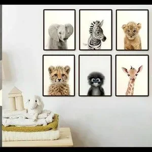 Art | Baby Safari Animals Nursery Daycare Decor Wall Art Set Of 6 ...